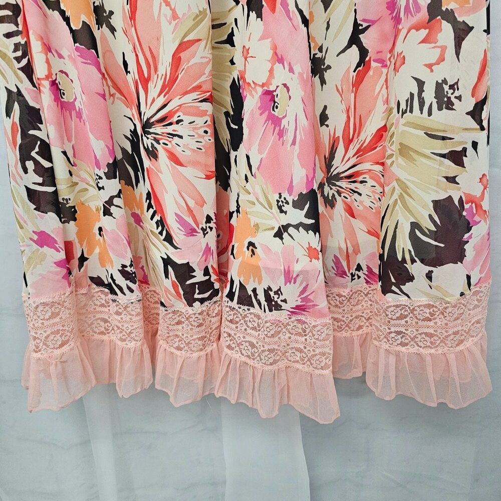 Liz Claiborne Skirt Maxi Floral Bohemian Cottage Fairy Coquette Lace 16 - Picture 3 of 11